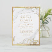 Invitation Douche nuptiale moderne en marbre doré (Debout devant)