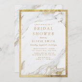 Invitation Douche nuptiale moderne en marbre doré (Devant / Derrière)
