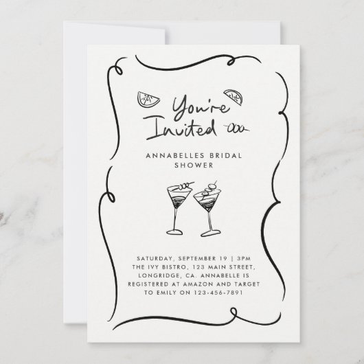 Invitation Douche nuptiale moderne naturel élégant manuscrit (Devant)