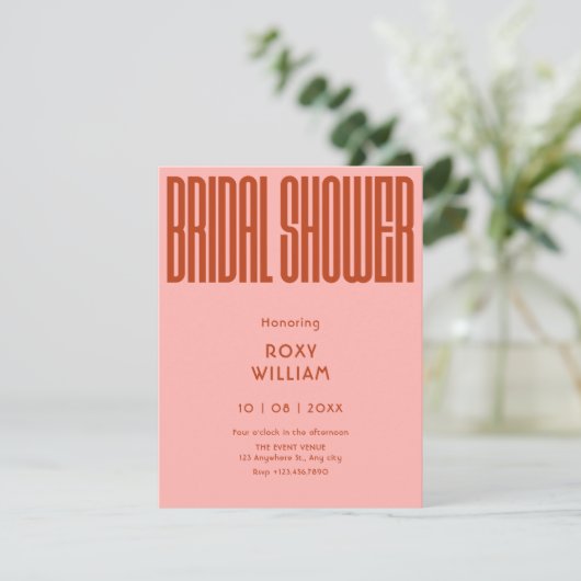 Invitation Douche nuptiale moderne rétro (Debout devant)