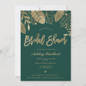 Invitation douche nuptiale moderne vert émeraude feuille (Devant)