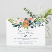 Invitation Douche nuptiale monogramme bleu marine (Debout devant)
