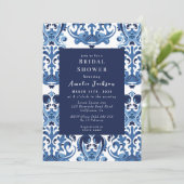 Invitation Douche nuptiale motif de la chinoiserie bleue (Debout devant)