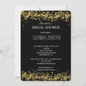 Invitation Douche nuptiale Noir et Or Confetti (Devant)