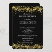 Invitation Douche nuptiale Noir et Or Confetti (Devant / Derrière)