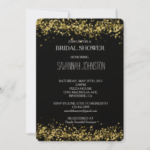 Invitation Douche nuptiale Noir et Or Confetti