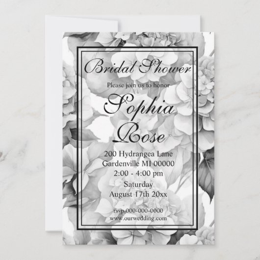 Invitation Douche nuptiale noire de couleur blanche (Devant)
