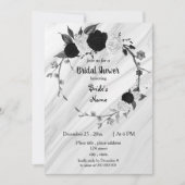 Invitation Douche nuptiale noire et blanche (Devant)