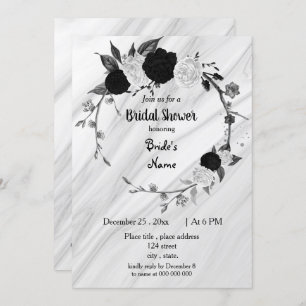 Invitation Douche nuptiale noire et blanche