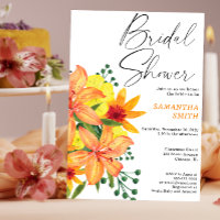 Douche nuptiale orangée de fleurs d'aquarelle