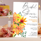 Invitation Douche nuptiale orangée de fleurs d'aquarelle