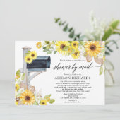 Invitation Douche nuptiale par courrier jaune tournesol blanc (Debout devant)