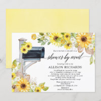 Douche nuptiale par courrier jaune tournesol blanc