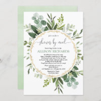 Douche nuptiale par courrier vert or eucalyptus