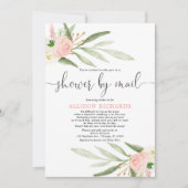 Invitation Douche nuptiale par mail bleu rose verdure or (Devant)
