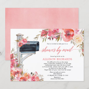 Invitation Douche nuptiale par mail corail rose floral botani