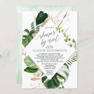 Invitation Douche nuptiale par mail or tropical vert