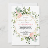 Invitation Douche nuptiale par mail rose or verdure élégante (Devant)