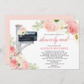 Invitation Douche nuptiale par mail rose pâle vert (Devant / Derrière)