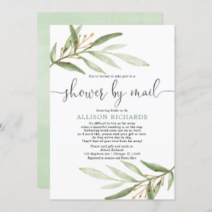 Invitation Douche nuptiale par mail simple verdure or élégant