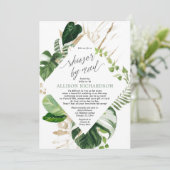 Invitation Douche nuptiale par mail tropicale or vert (Debout devant)