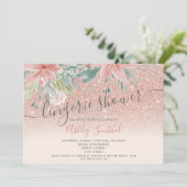 Invitation Douche nuptiale parties scintillant aquarelle flor (Debout devant)