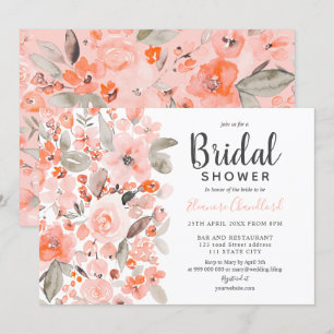 Invitation Douche nuptiale Pastel peach fleurie