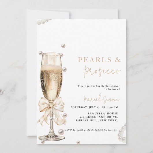 Invitation Douche nuptiale Pearl & Prosecco (Devant)