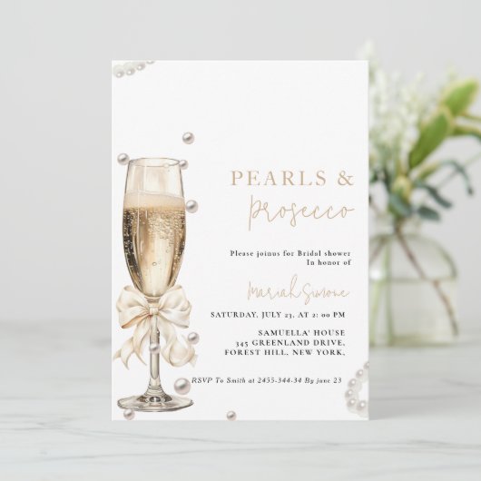 Invitation Douche nuptiale Pearl & Prosecco (Debout devant)