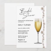 Invitation Douche nuptiale perles et champagne (Devant / Derrière)