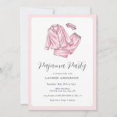 Invitation Douche nuptiale pour la fête du pyjama rose mignon (Devant)