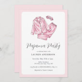 Invitation Douche nuptiale pour la fête du pyjama rose mignon (Devant / Derrière)