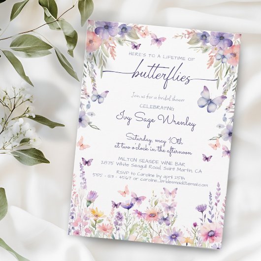 Invitation Douche nuptiale pour "toute la vie des papillons"