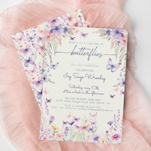 Invitation Douche nuptiale pour "toute la vie des papillons"