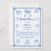 Invitation Douche nuptiale rayée bleue dessinée à la main (Devant)