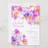 Invitation Douche nuptiale romantique pastel violet orange (Devant)
