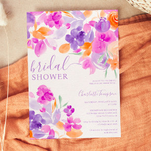 Invitation Douche nuptiale romantique pastel violet orange