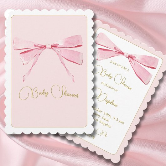 Invitation Douche nuptiale rose Aquarelle Bow mignonne
