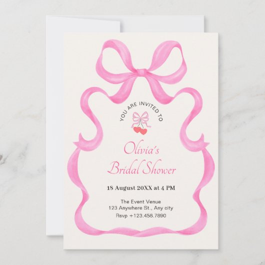 Invitation Douche nuptiale rose arc (Devant)