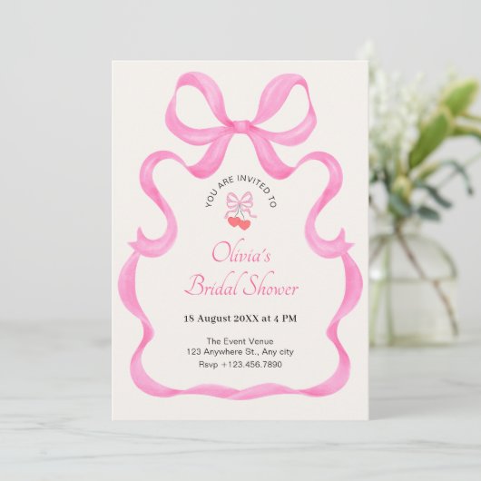 Invitation Douche nuptiale rose arc (Debout devant)