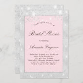 Invitation Douche nuptiale rose brillant parties scintillant (Devant / Derrière)