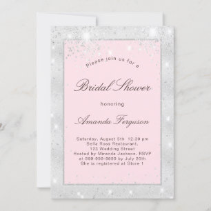 Invitation Douche nuptiale rose brillant parties scintillant