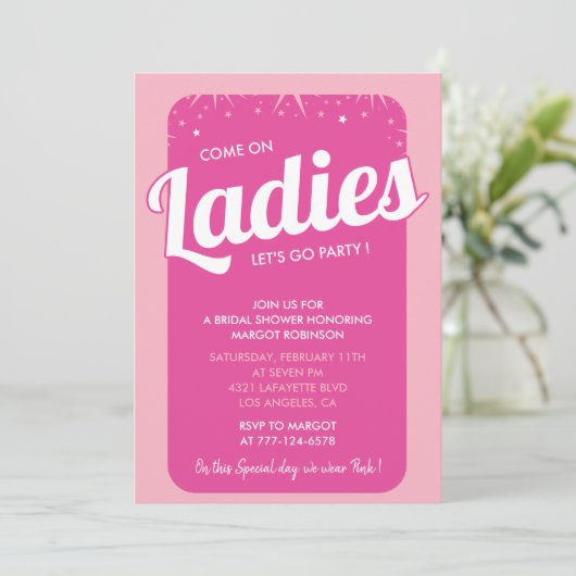 Invitation douche nuptiale rose chaud (Debout devant)
