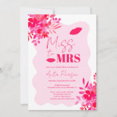 Invitation Douche nuptiale rose chaud à cadre ondulé rose rou (Devant)