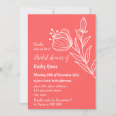 Invitation Douche nuptiale rose corail simple (Devant)