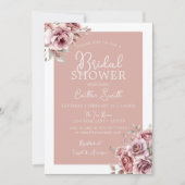 Invitation Douche nuptiale rose Dusty Rose floral (Devant)