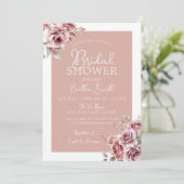 Invitation Douche nuptiale rose Dusty Rose floral (Debout devant)