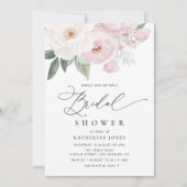Invitation douche nuptiale rose et blanc à fleurs (Devant)
