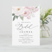 Invitation douche nuptiale rose et blanc à fleurs (Debout devant)