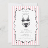 Invitation Douche nuptiale rose et noire (Devant)